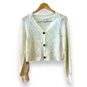 Jun & Ivy Soft Cropped Cardigan Sz S-M Cream Coastal Grandma